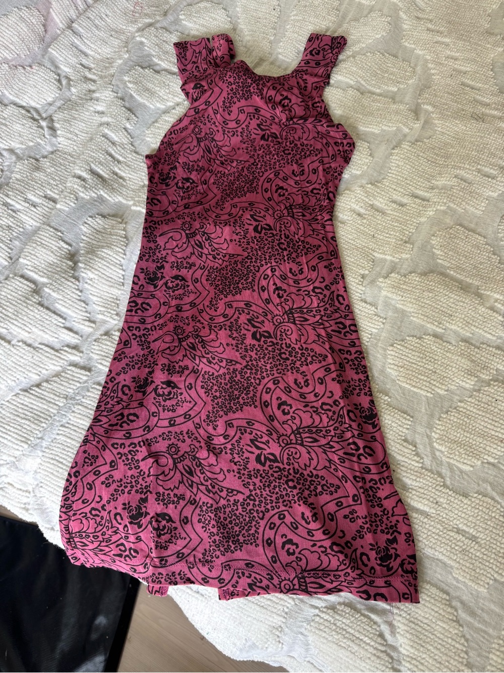 Sleeveless Pink Paisley Mini Dress